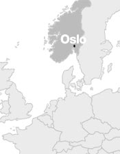 Map of Northern Europe showing Oslo