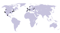 World Map showing locations of past workshops and training programs